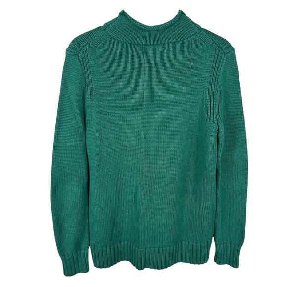 J. Crew 1988 Rolled Neck Long Sleeve Cotton Evergreen Mock Neck Sweater M - Picture 3 of 7